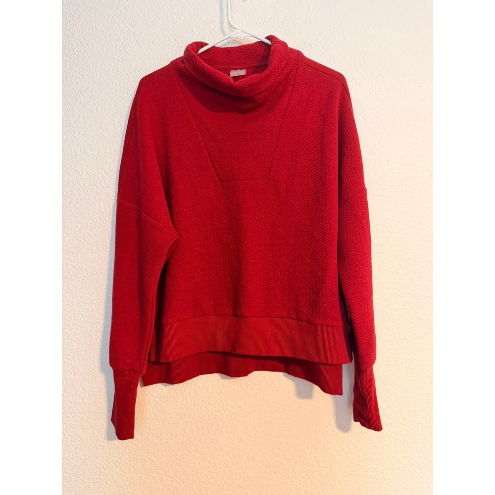 Calia Carrie Underwood Red Textured Cowl Neck Pullover Sweatshirt Small
